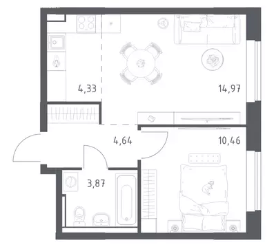 1-комнатная квартира: посёлок городского типа Мисайлово, улица ...