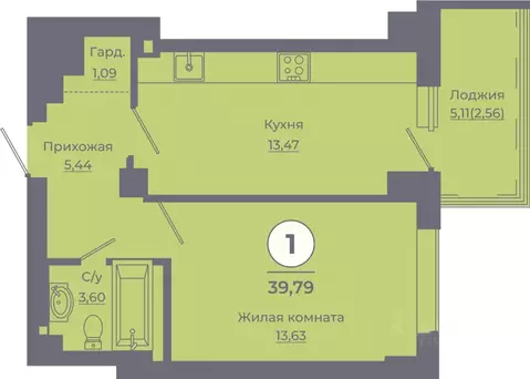 1-к кв. Ростовская область, Ростов-на-Дону ул. Жданова, 31 (39.53 м)