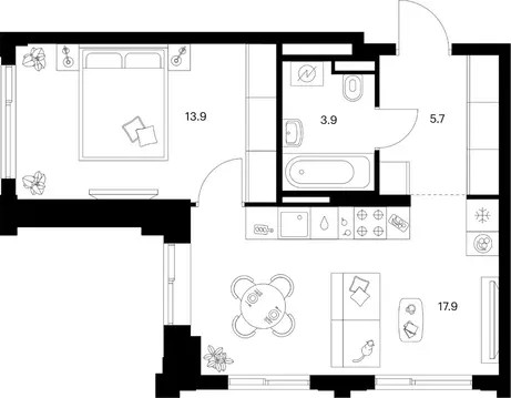 1-к кв. Москва Алтуфьевское 53 жилой комплекс, 1.1 (41.4 м)