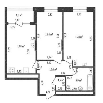 2-к кв. Башкортостан, Уфа ул. Пархоменко, 156Г (67.0 м)