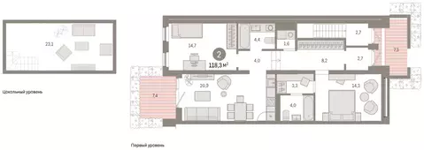 2-комнатная квартира: Тюмень, улица Павла Фитина, 3 (116.3 м)