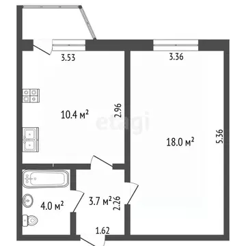 1-к кв. Ямало-Ненецкий АО, Ноябрьск ул. Республики, 44 (36.1 м)