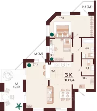 3-к кв. Крым, Ялта Роялта жилой комплекс (101.4 м)