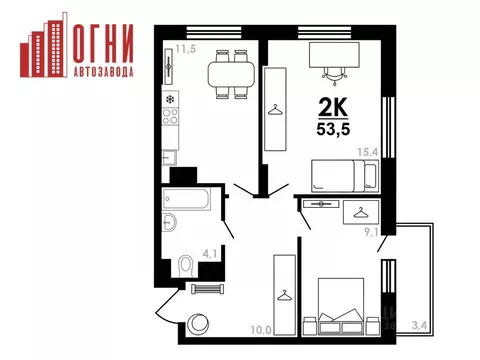 2-к кв. Нижегородская область, Нижний Новгород Коломенская ул., 8к4 ...