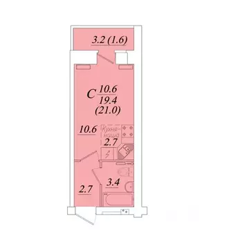 Студия Вологодская область, Вологда Новгородская ул., 44к3 (21.0 м)