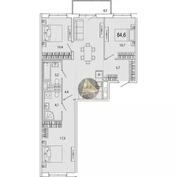 3-комнатная квартира: Санкт-Петербург, набережная реки Каменки, 3к3 ...