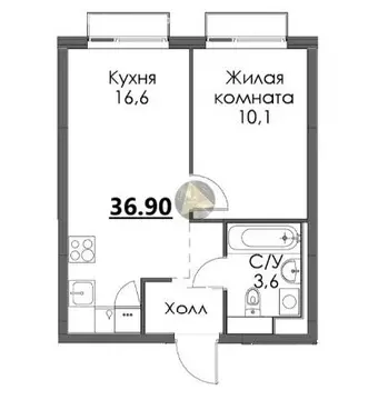 1-комнатная квартира: Санкт-Петербург, Лиговский проспект, 244 (36.9 ...