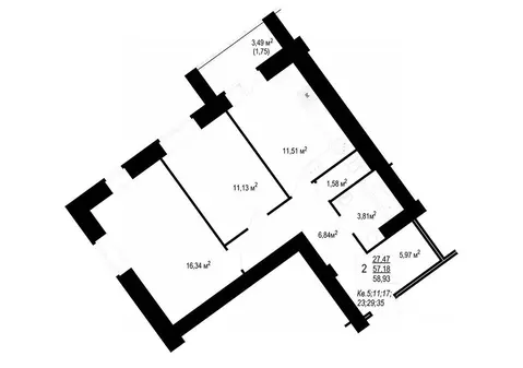 2-к кв. Костромская область, Кострома Профсоюзная ул., 19А (58.93 м)
