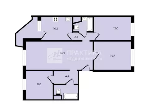 Продается 4-комнатная квартира