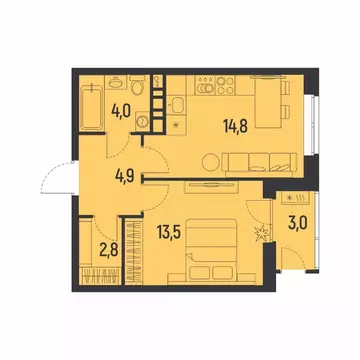 1-к кв. Пермский край, Пермь Ераничи мкр,  (41.5 м)