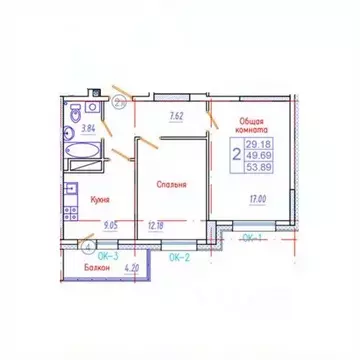 2-к кв. Саха (Якутия), Якутск Приипподромный кв-л,  (53.89 м)