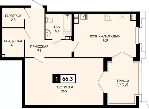 1-к кв. Ставропольский край, Кисловодск городской округ, пос. ...