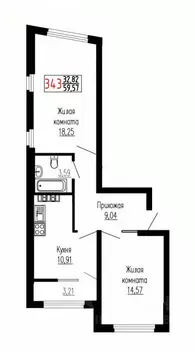 2-к кв. Свердловская область, Екатеринбург ул. Лыжников, 3 (59.8 м)