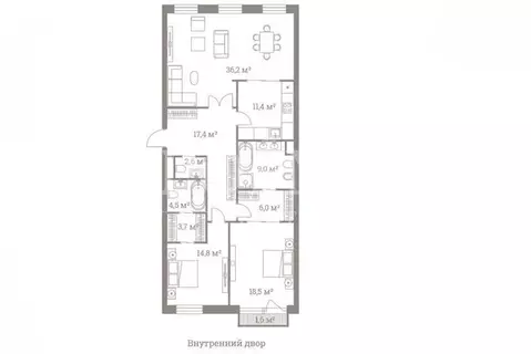 3-комнатная квартира: Москва, улица Большая Полянка, 44 (124 м)