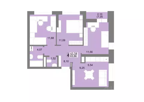 4-к кв. Свердловская область, Екатеринбург ул. Краснофлотцев, 40/2 ...