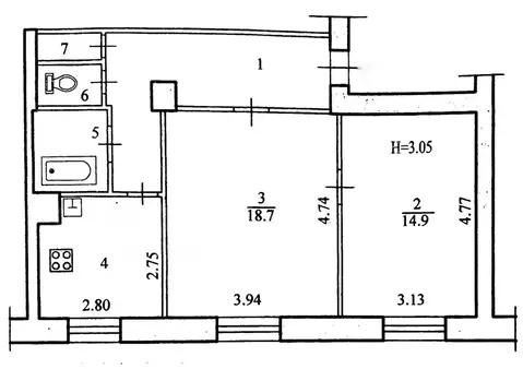 2-комнатная квартира: Волгоград, улица Дзержинского, 33 (56.8 м)