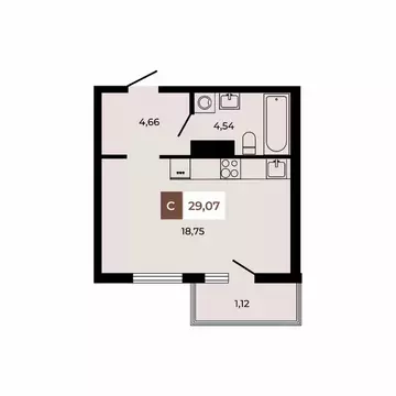 1-к кв. Ростовская область, Аксайский район, Щепкинское с/пос, пос. ...