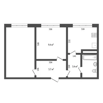 2-комнатная квартира: Тюмень, Станционная улица, 16А (44 м)