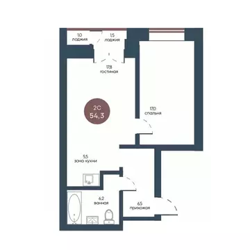 2-к кв. Томская область, Томск Телецентр мкр, ул. Белозерская, 9 (54.3 ...