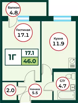 1-к кв. Красноярский край, Красноярск городской округ, пос. Солонцы ...