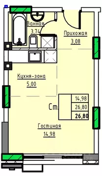 1-к кв. Алтайский край, Заринск 1-й мкр,  (26.8 м)