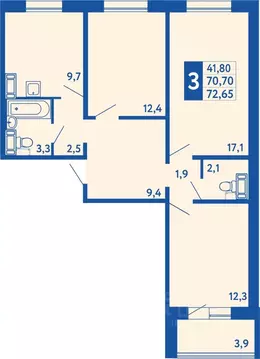 3-к кв. Башкортостан, Уфа Дема жилрайон, Новая Дема жилой комплекс ...