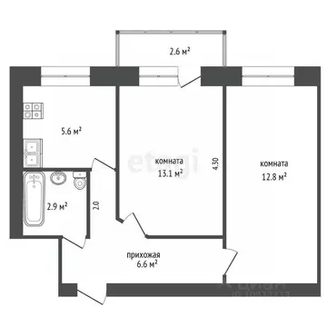 2-к кв. Башкортостан, Стерлитамак Элеваторная ул., 110 (41.5 м)