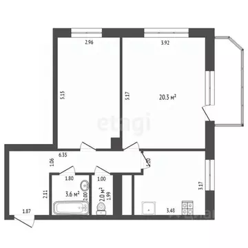 2-к кв. Тюменская область, Тюмень Солнечный проезд, 25к1 (62.0 м)