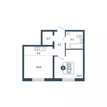 2-к кв. Кировская область, Киров Скандинавия жилой комплекс (39.3 м)
