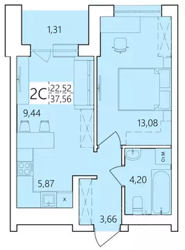 2-к кв. Башкортостан, Уфа ул. Пожарского, 237 (37.56 м)
