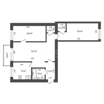 2-комнатная квартира: Тюмень, улица Червишевский Тракт, 78 (55.6 м)
