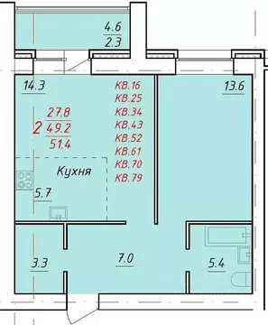 2-к кв. Алтайский край, Новоалтайск Индустриальная ул., 18А (51.4 м)