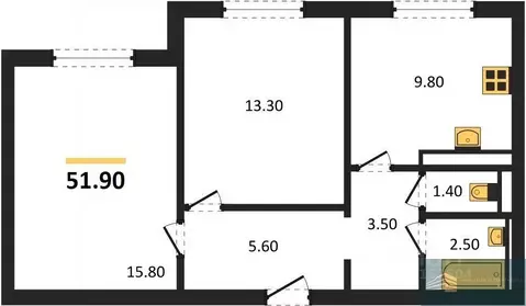2-к кв. Воронежская область, Воронеж ул. Загоровского, 5/3 (51.9 м)
