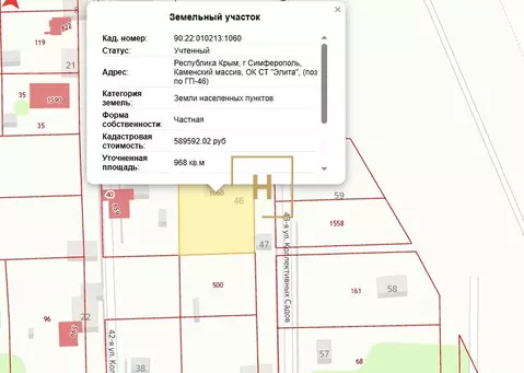 Участок в Крым, Симферополь ул. 43-я Коллективных Садов (10.0 сот.)