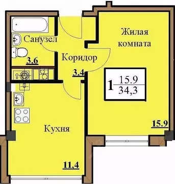 1-к кв. Ставропольский край, Ессентуки Звездная ул. (34.3 м)