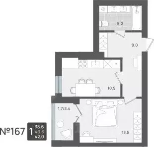 1-к кв. Калининградская область, Пионерский Рабочая ул., 11 (40.3 м)