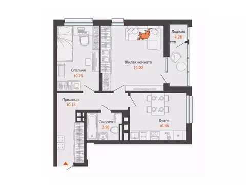 2-к кв. Удмуртия, Ижевск ул. Холмогорова, 121 (53.0 м)