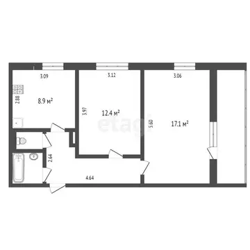 2-комнатная квартира: Тюмень, Заречный проезд, 31 (64.4 м)