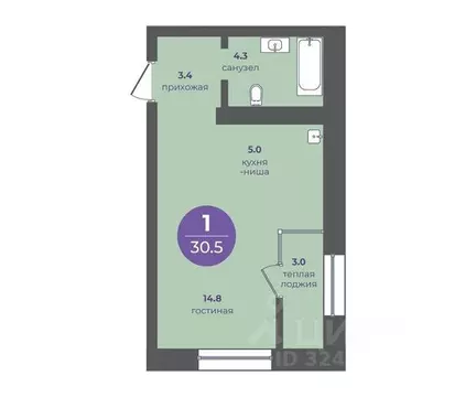 Студия Красноярский край, Красноярск ул. Апрельская, 9 (30.5 м)