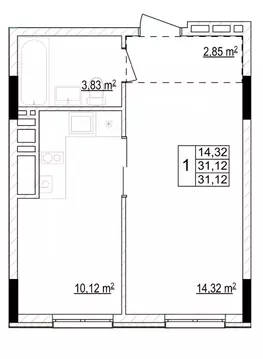 1-к кв. Белгородская область, Белгородский район, Новосадовское с/пос, ...