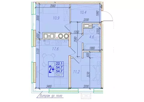 2-к кв. Астраханская область, Астрахань ул. Трофимова, 10 (54.7 м)
