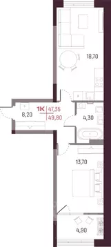 1-к кв. Свердловская область, Екатеринбург Академический мкр, 22-й ...