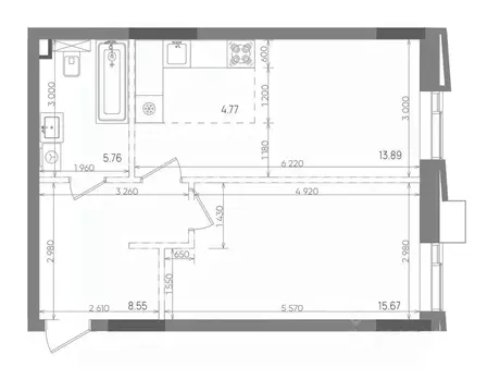 2-к кв. Татарстан, Казань Вознесенский Квартал жилой комплекс (48.64 ...