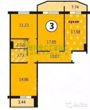 3-к кв. Брянская область, Брянск Флотская ул., 4 (72.9 м)