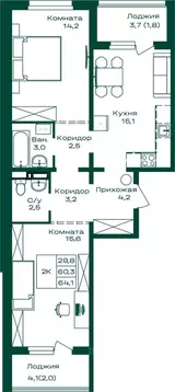 2-к кв. Алтай, Майминский район, с. Майма Алтайская ул., 2к4 (64.1 м)
