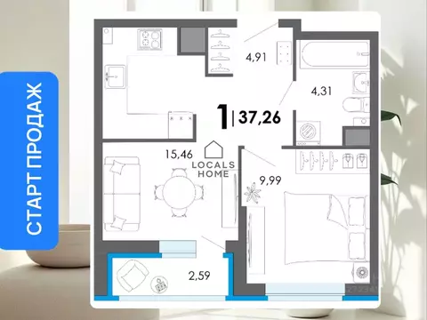 1-к кв. Рязанская область, Рязанский муниципальный округ, с. Дядьково  ...