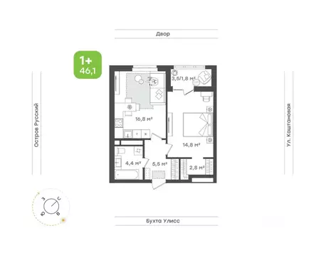 2-к кв. Приморский край, Владивосток ул. 3-я Поселковая, 16/2 (46.1 м)