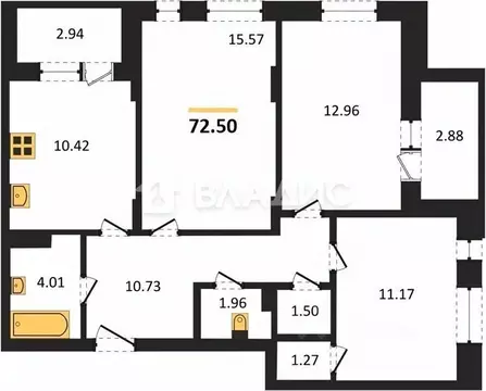 3-к кв. Воронежская область, Воронеж ул. Славы, 7 (72.5 м)
