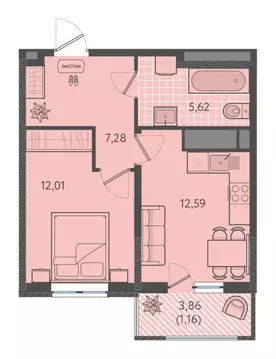 1-к кв. Краснодарский край, Краснодар Теплые Края жилой комплекс ...