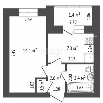 1-к кв. Татарстан, Альметьевск ул. Маяковского, 51 (27.0 м)